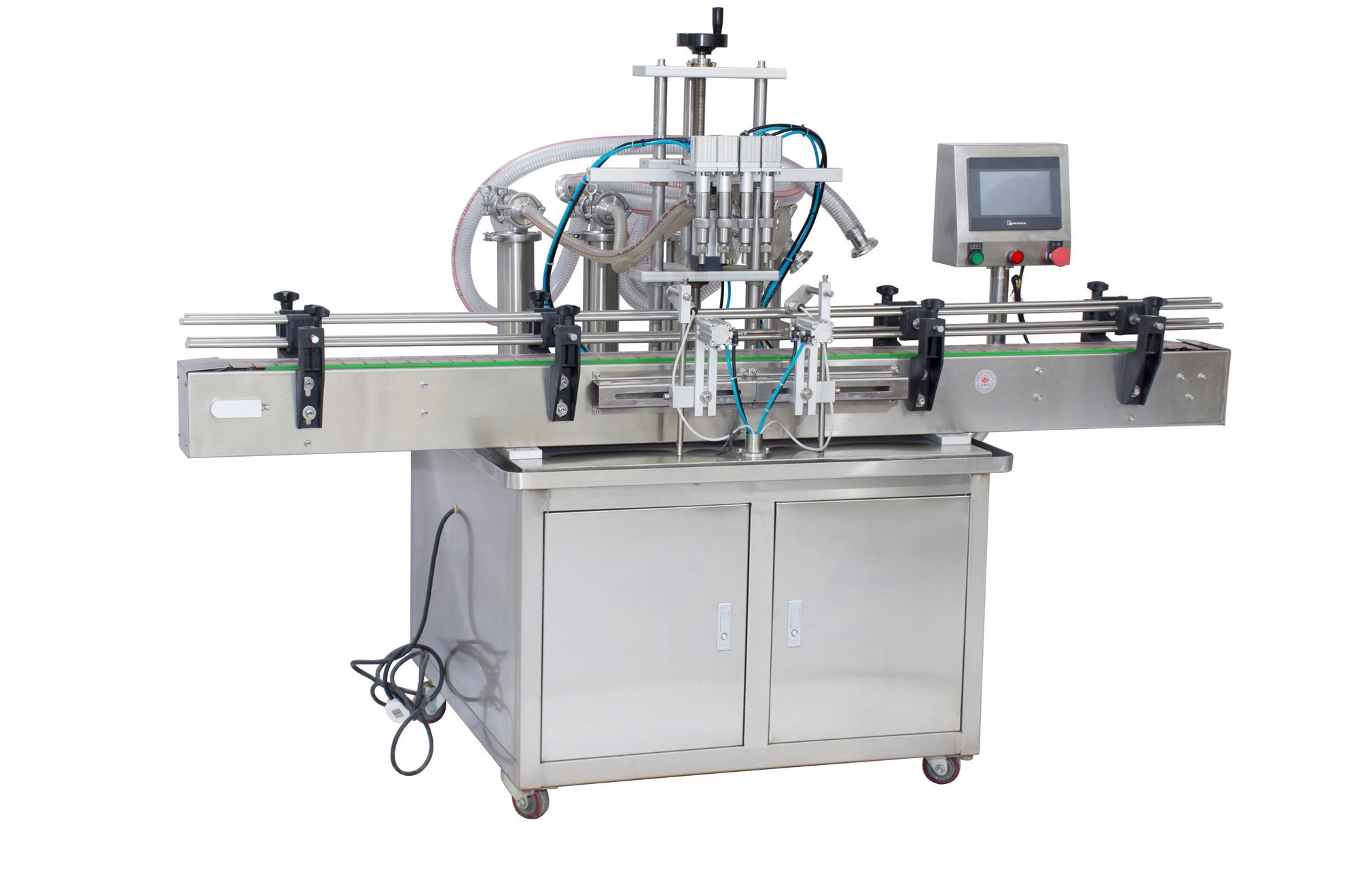 4 heads Automatic liquid filling machine with conveyor PLC control by